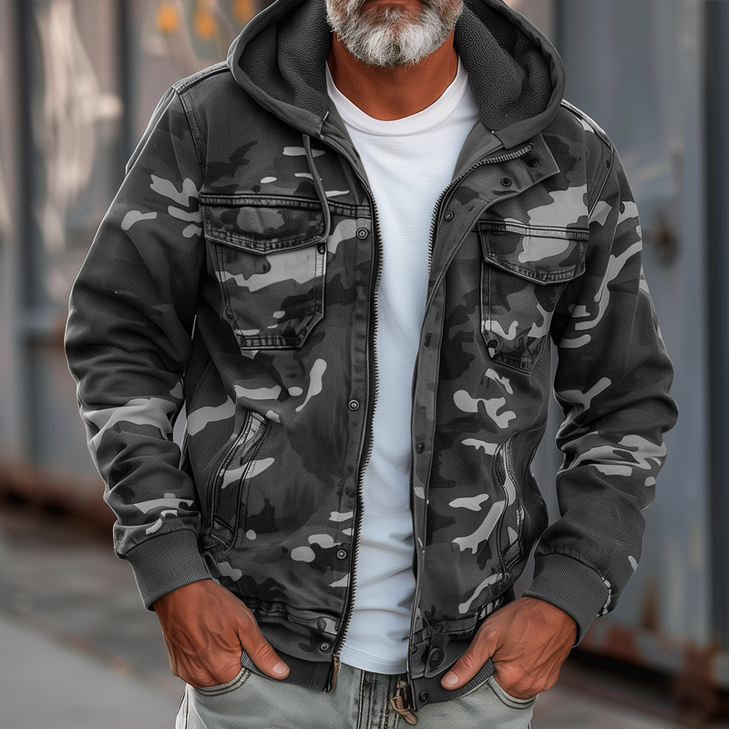 Giacca cargo mimetica da uomo Fabian - Stylish con cappuccio e tasche multifunzionali