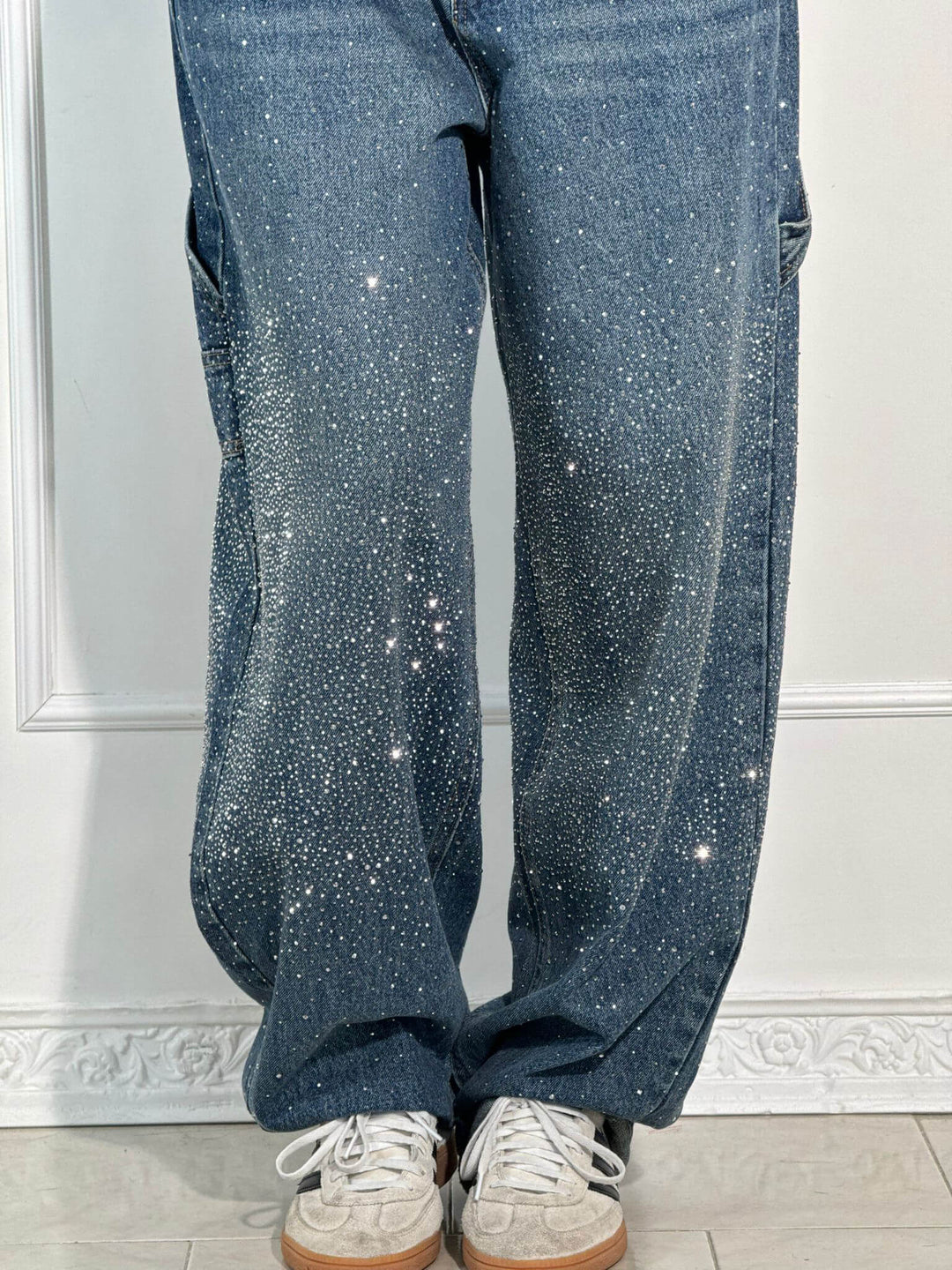 Jolene - Pantaloni a vita alta con gambe larghe e tasche con bottoni