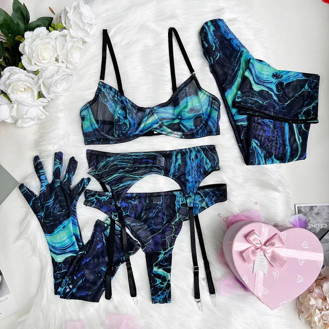 Elsa | Set di lingerie 5 pezzi Tie-Dye