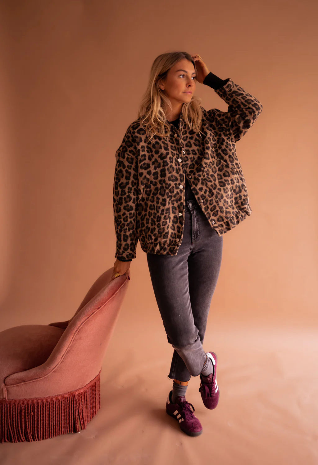 LEONA  Bomber con stampa leopardata