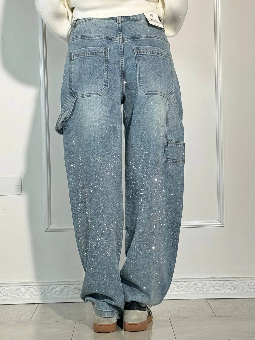 Jolene - Pantaloni a vita alta con gambe larghe e tasche con bottoni