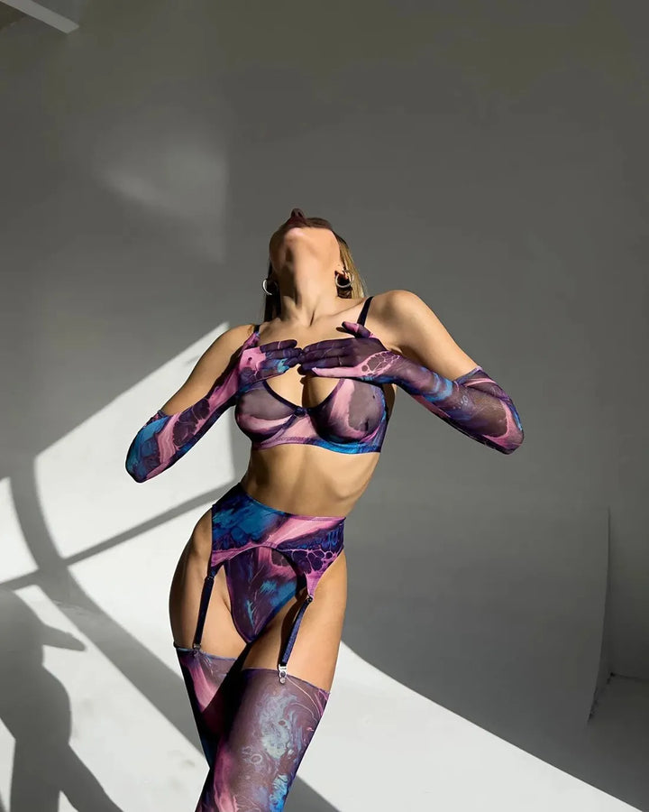 Elsa | Set di lingerie 5 pezzi Tie-Dye