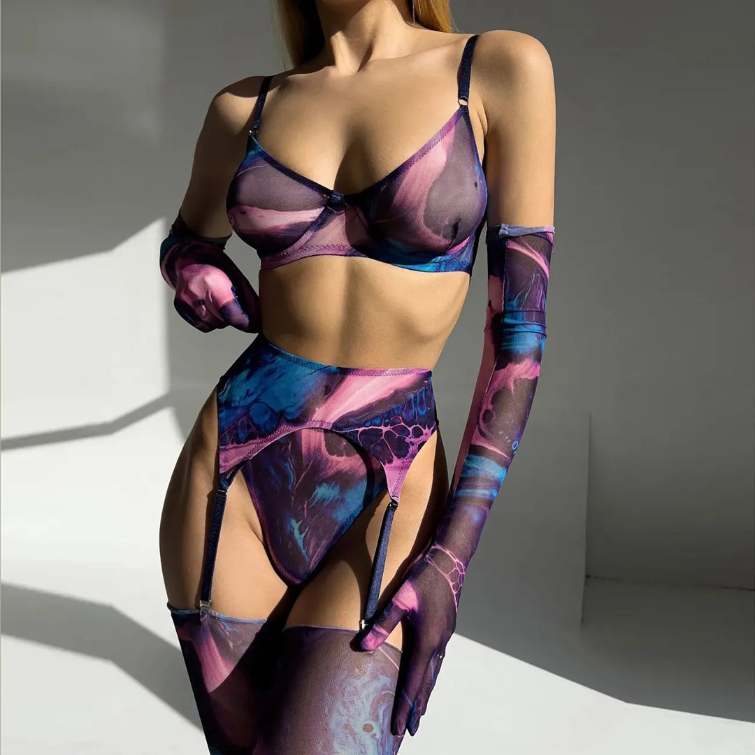 Elsa | Set di lingerie 5 pezzi Tie-Dye